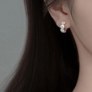 New Sterling Silver 925 Daisy Chain Hoops earring set